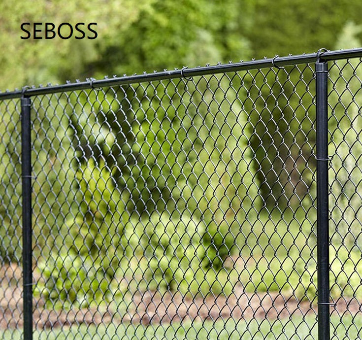 Black SEBOSS PVC galvanized Steel Chain Link Fence Fabric