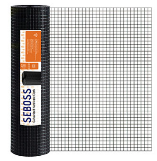 SEBOSS 1/2 inch Openings 48in x100 ft Black Hardware Cloth Vinyl Coated Wire Mesh Roll